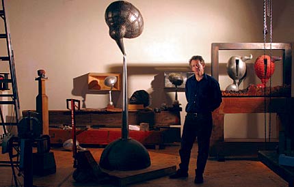 Geoffrey Bartlett in his cluttered Collingwood studio.